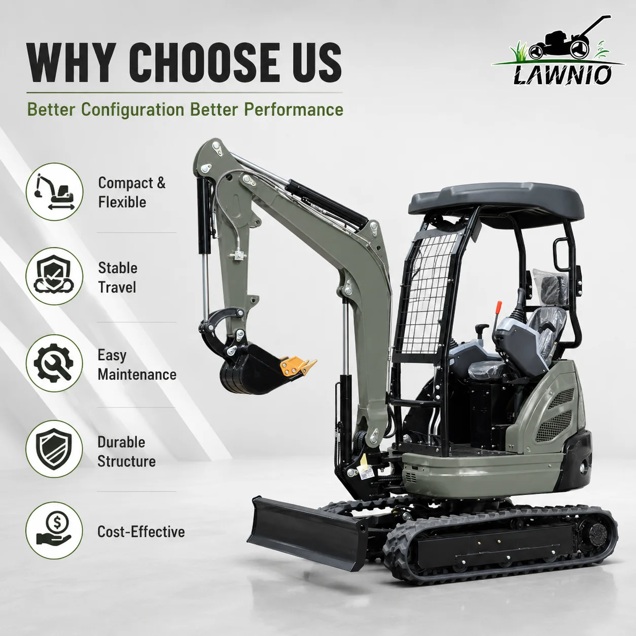 CE EPA Approved Euro 5 2.5T 18.5KW Mini Excavator  With AC Cabin Bucket Construction Farm Garden Mini Excavator