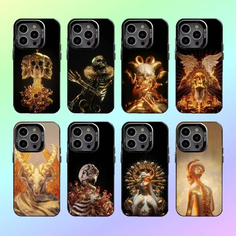 Custodia per telefono Billelis art per iPhone17,16,15,14,13,12,11 Plus,Pro Max Custodia per telefono color argento