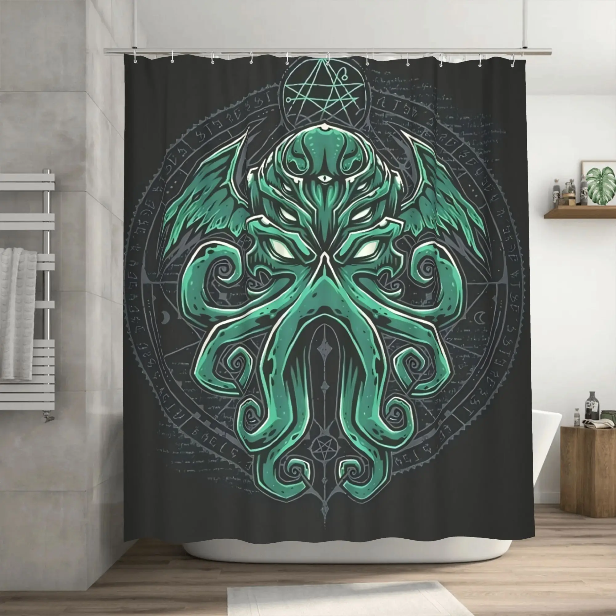 

Klutu Большой съемный полиэстеровый декор для ванной комнаты с принтом осьминога, с стильными крыльями и замысловатыми узорами