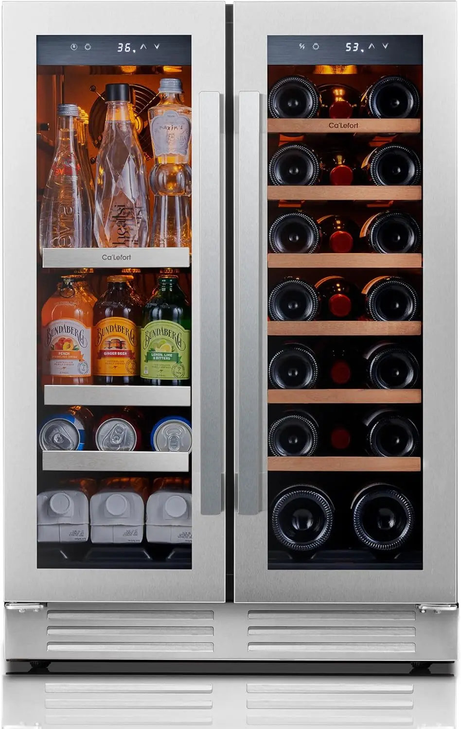 

15 Inch Beverage Refrigerator - 80 Can Small Beverage Fridge,Drink Fridge Glass Door 3 LED 34°F -54°F Beverage Cooler(3.0 cu.ft)