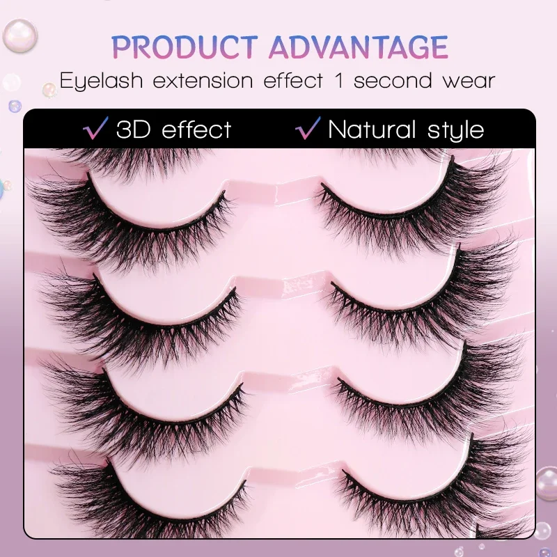 VIPUDA Mink Lashes Cat Eye 7/20Pairs 3D Mink Eyelashes Wing-shaped Eyelashes Fluffy Volume Thick Mink False Eyelashes Elongated