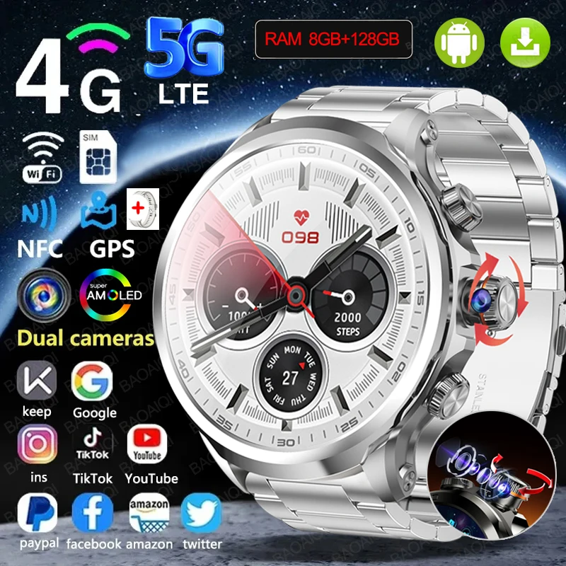 

Полная сеть 5G/4G Смарт-часы 680*680 AMOLED 1,95 HD Экран 8 ГБ + 128 ГБ ОЗУ Видеозвонок 900 Вт Камера GPS WIFI Google APP Smartwatch