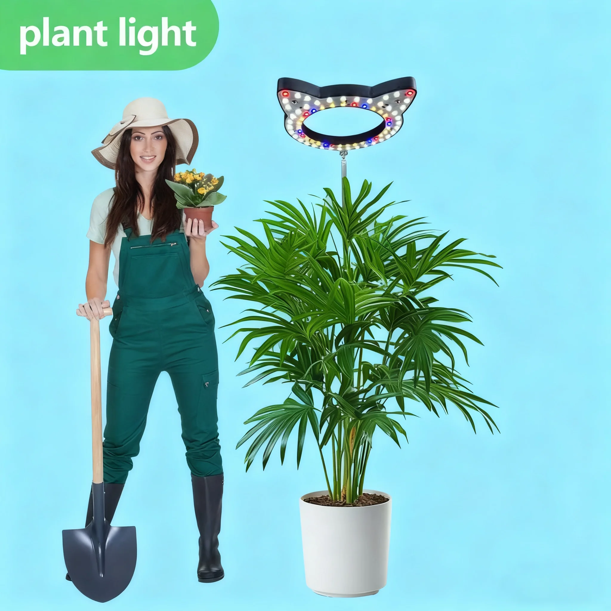 أضواء النمو للنباتات الداخلية، ضوء نباتي LED كامل الطيف، 3 أوضاع ألوان تنمو مصباح مع مؤقت 3/9/12 ساعة، 10 مستويات عكس الضوء #6