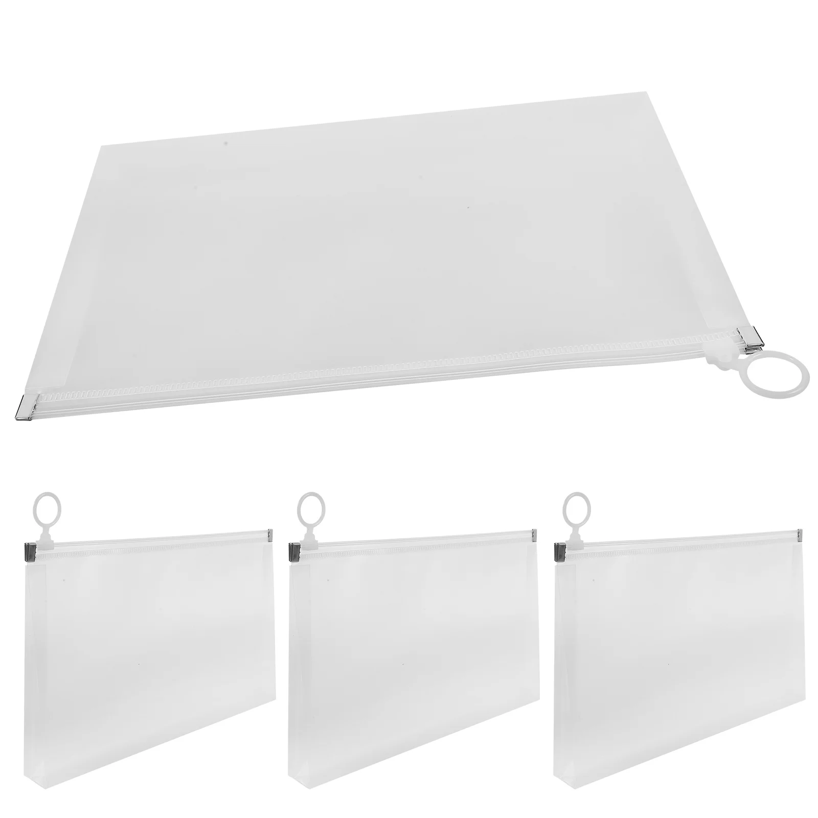 4pcs Zippered File Pouch Pp Material Document Organizer For Files Receipts Cash Storage Portable Money Bag Large Zipper