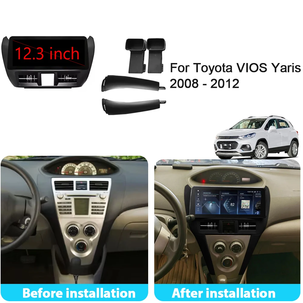 أندرويد 15 Carplay أندرويد راديو السيارة التلقائي لتويوتا فيوس يارس 2008 - 2012 وحدة رأس ستيريو راديو تلقائي شاشة كام 4G واي فاي DVD