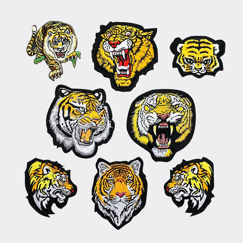 Animal Fierce Tiger Lion Patches Embroidery Iron On Patches For Clothing Applique DIY Cloth Stickers Hat Coat Dress Accessories