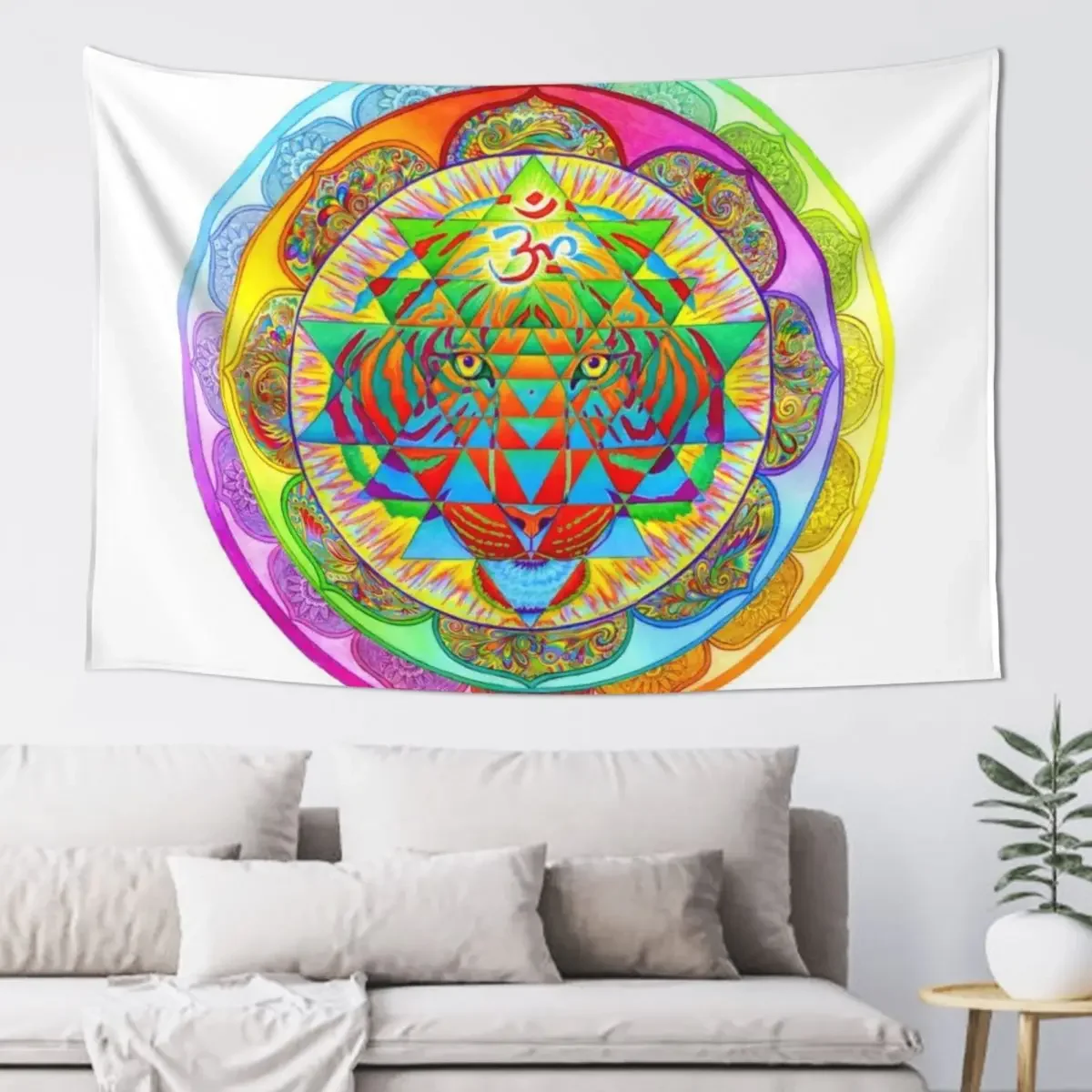 

Inner Strength Psychedelic Tiger Sri Yantra Trippy Mandala Tapestry Room Decorator Cute Decor Hanging Wall Tapestry