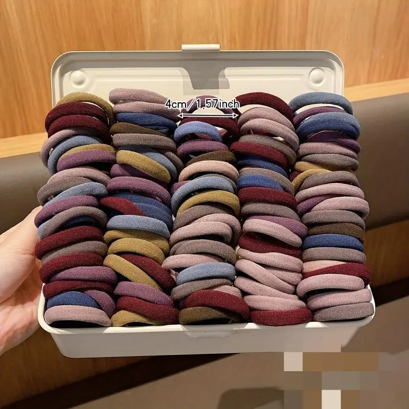 20/50/100/200Pcs Candy Color Nylon Hair Ties, Basic Ponytail Holders, Hair Accessories for Women & Girls
