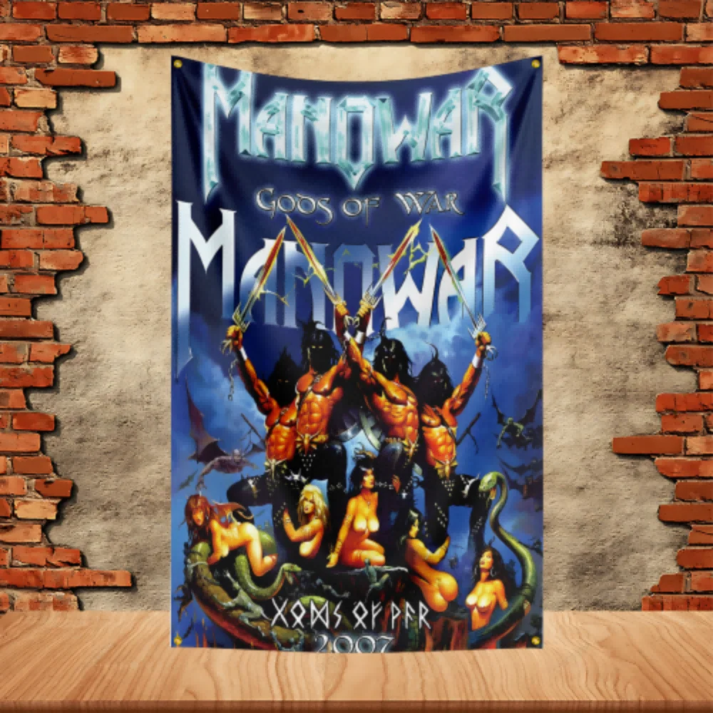 90X150ft Manowar Band Party Flag Polyester Printed Flag Banner Tapestry for Garden Garage Decoration Concert Flag