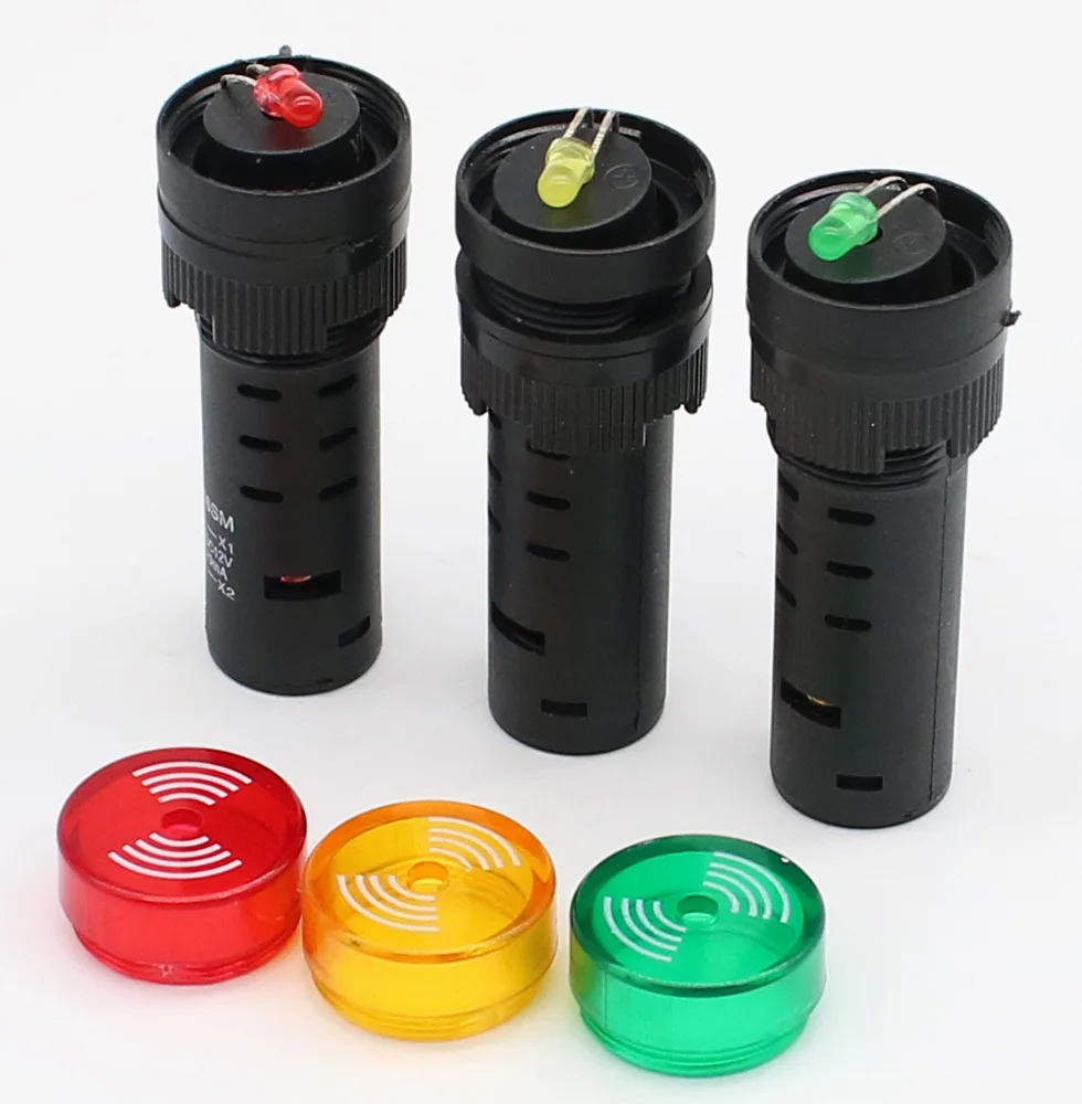 Buzzer AD16-16SM  12V 24V 110V 220V  16mm sound and light flashing buzzer alarm AD16  Red, green, yellow