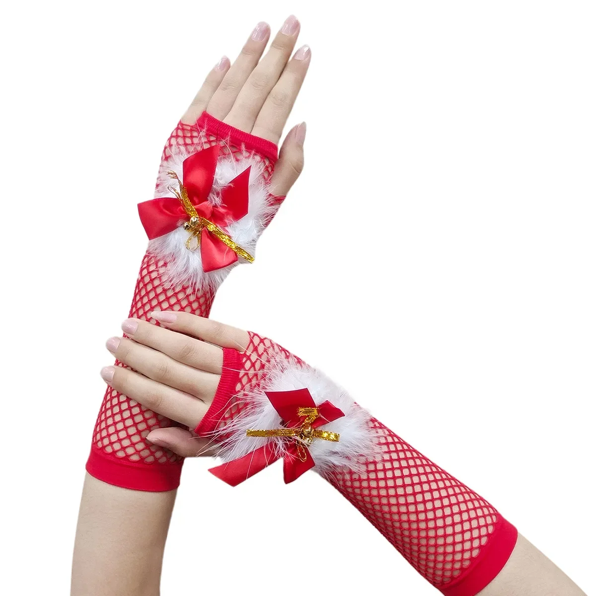 Meias altas de coxa com arco para adultos, chapéu de Natal, meias arrastão, acessório de Papai Noel, feriado para mulheres