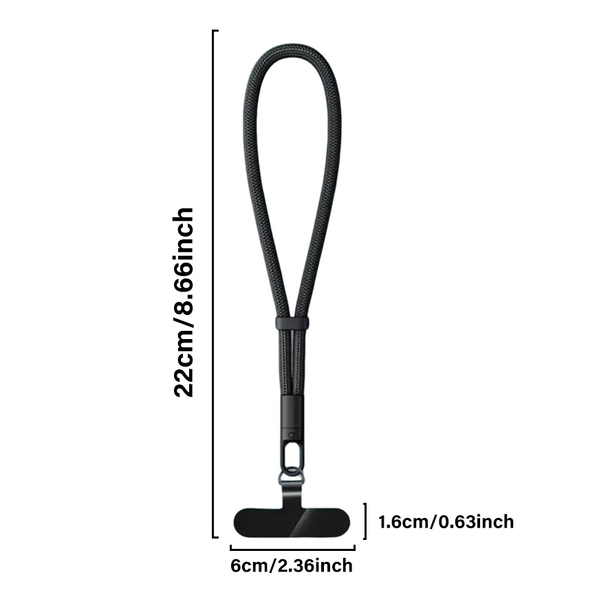 Uniwersalna, regulowana smycz do telefonu komórkowego, krótka opaska na nadgarstek z samozamykającą się, zapobiegającą upadkom konstrukcją, wytrzymała poliestrowa smycz do telefonu.