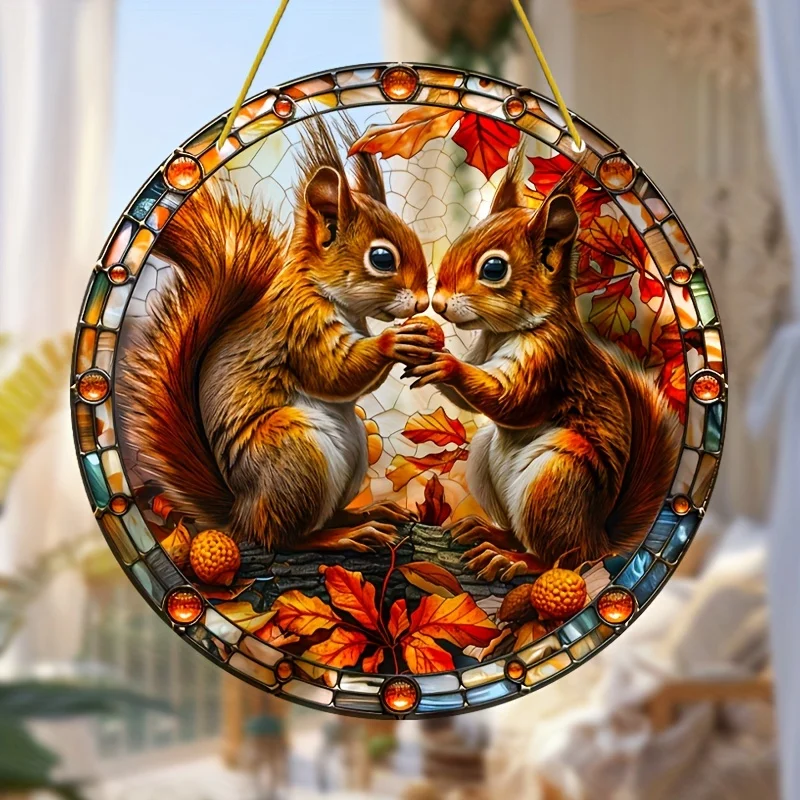 Acrylic Catcher Sign - Wall Decorative with Autumn Squirrel Theme - Multipurpose Decorations, for Home, Bedroom, Porch, Terrace