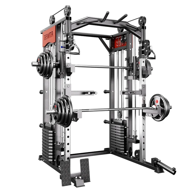 HXL Counter Balanced Smith Machine Comprehensive Trainer Multi-Function Squat Rack Set Fitness Equipment