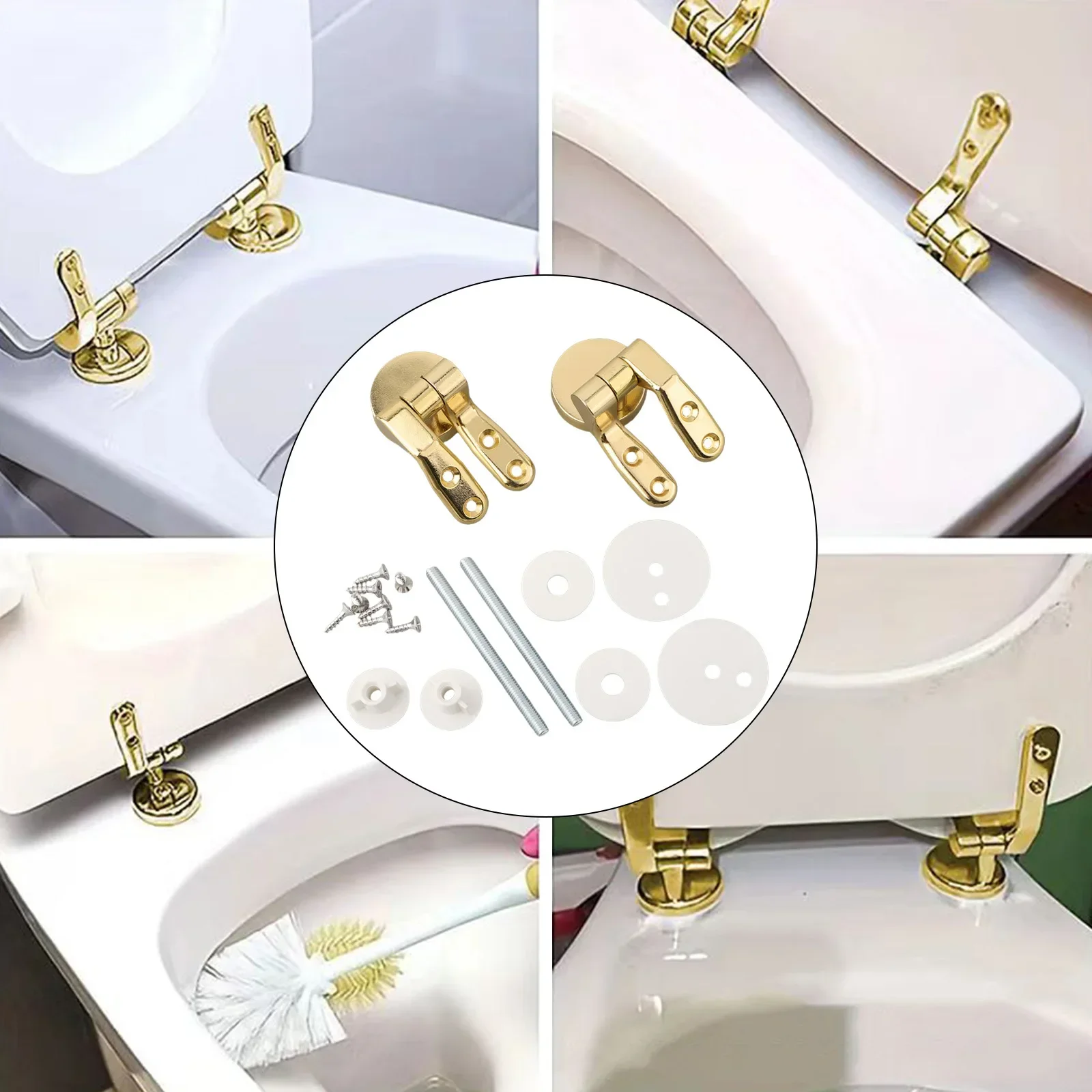 Toilet Seat Hinges Gold Toilet Seat Hinge Fixings Zinc Alloy Toilet Cover Mounting Connector Toilet Seat Hardware