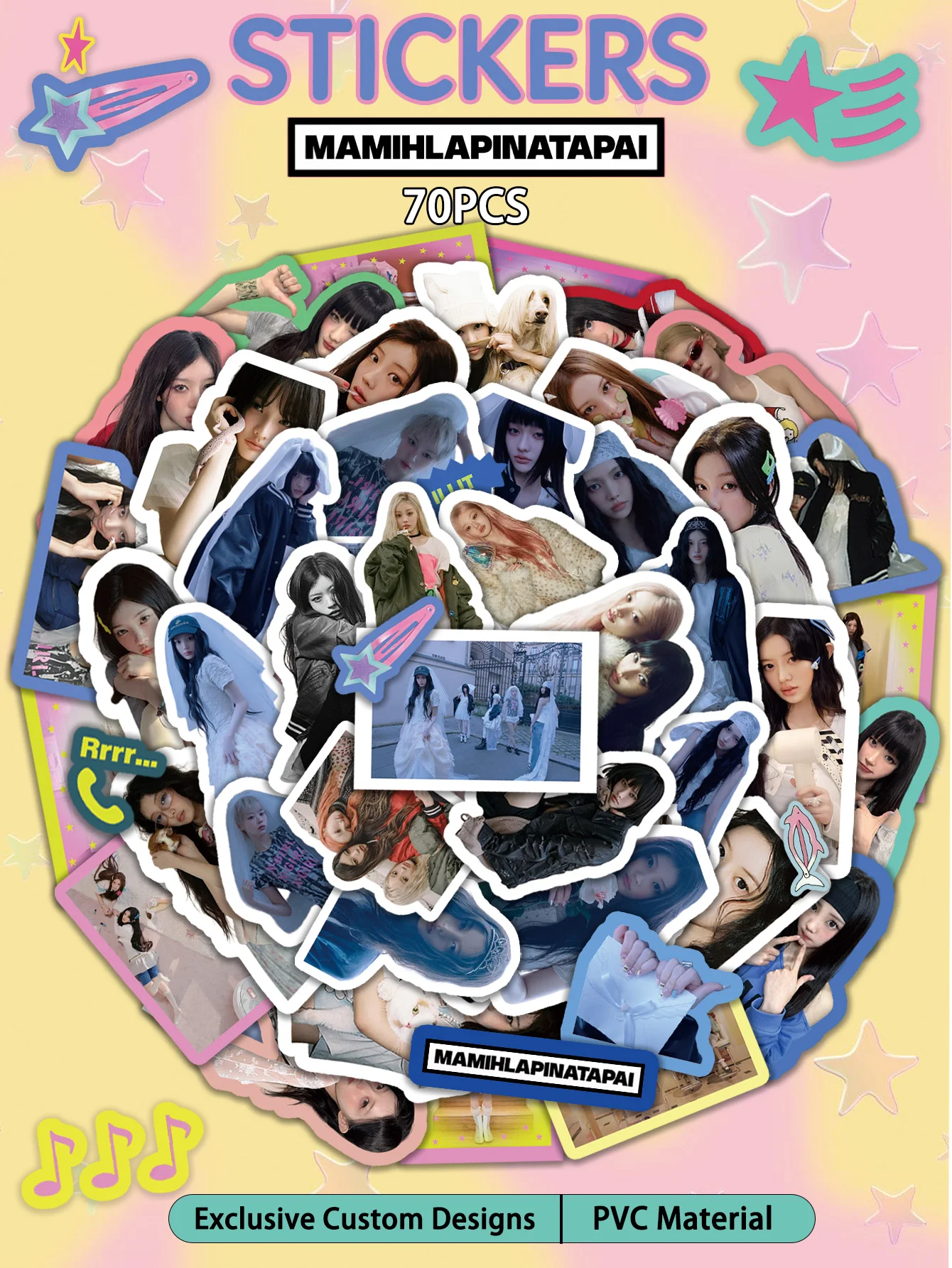 

6 Sheets Illit Stickers， Mamihlapinatapai Stickers，Its Me Stickers，Grwm ，Wonhee，Iroha，Yunah，Moka，Minju Stickers