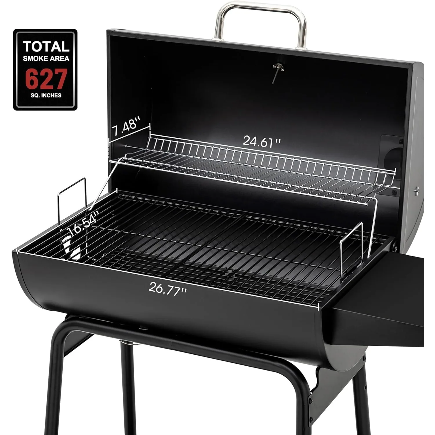 Imagem -05 - Charcoal Grill com Mesa Lateral 627 Polegadas Quadradas Quintal ao ar Livre Pátio e Festas Preto Cc1830 30-black