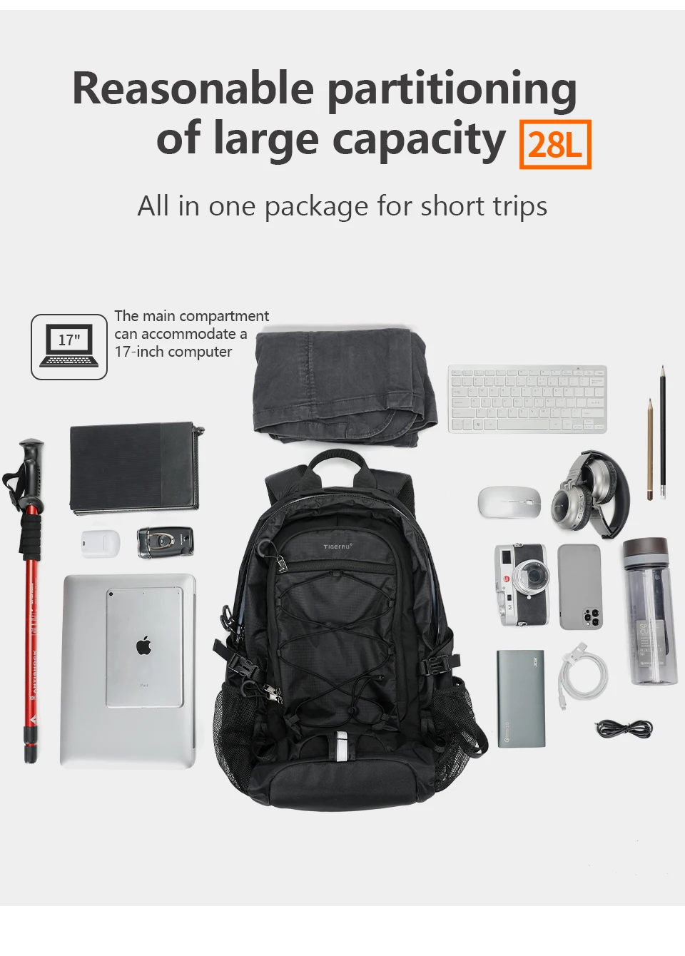 Tigernu Kletterrucksäcke für Herren, Outdoor-Tasche, wasserdichter Reiserucksack für Damen, leichter Sport-Rucksack für Herren, Wandertasche, Rucksack – Detail 7