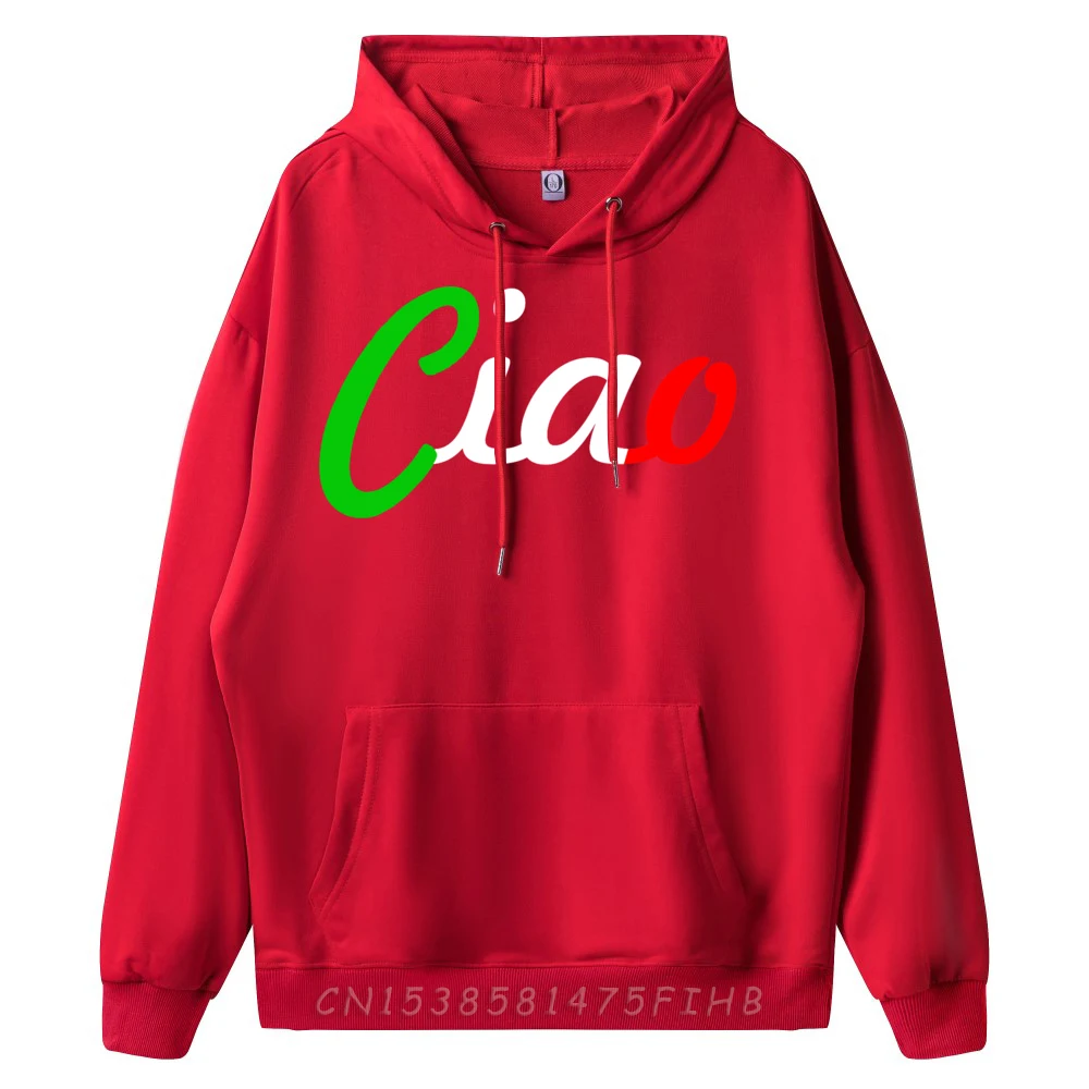 Family Long Sleeve Hoodies Christmas Round Neck Men's Hoodies Ciao Italian Greeting Italy Lover Family Hoodies Cute