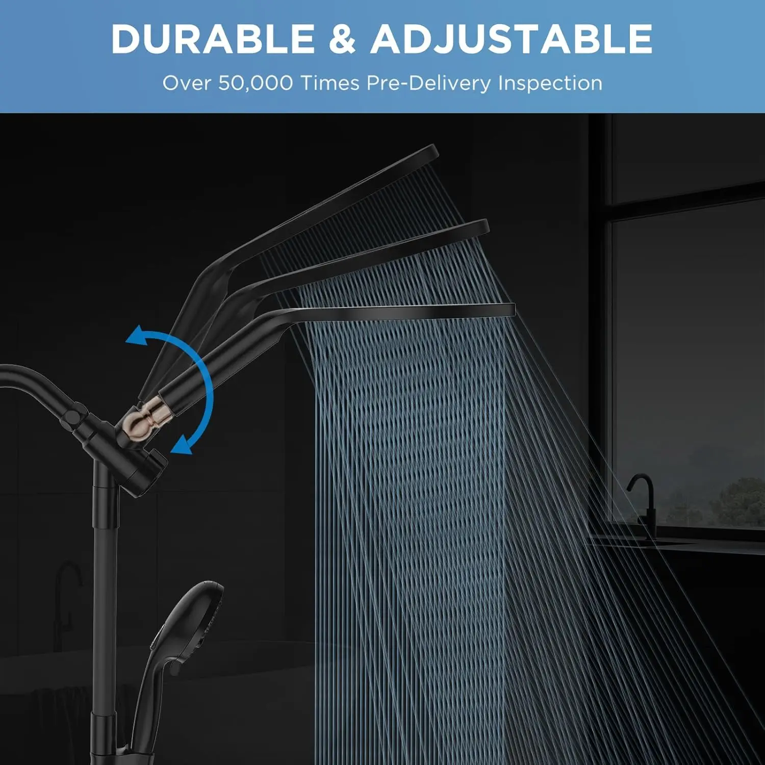 Dual Shower Head Combo: 8-Inch Rainfall and 10-Mode Handheld with High Pressure for Full Coverage