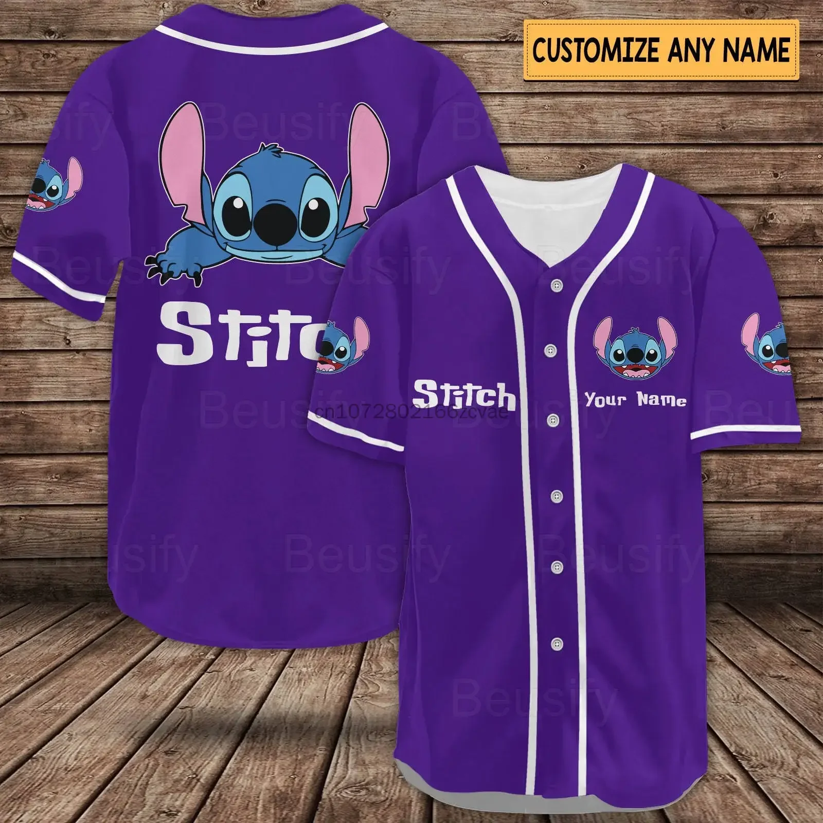 2024 Disney Baseball Jersey Summer Streetwear Custom Name Stitch Baseball shirt Men And Women Short Sleeved T-Shirt