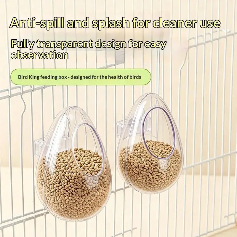 1PcsWall Hanging Bird Food Cup Anti Splashing Transparent Bird Feeding Bowl Detachable Plastic Parrot Feeder Drinker view 2