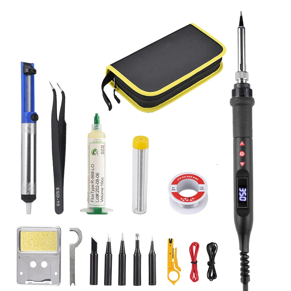 

JCD New 80W 908U Soldering Iron Kit LCD Digital Display Adjustable Temperature With Switch Portable iron 220V/110V Welding Tools