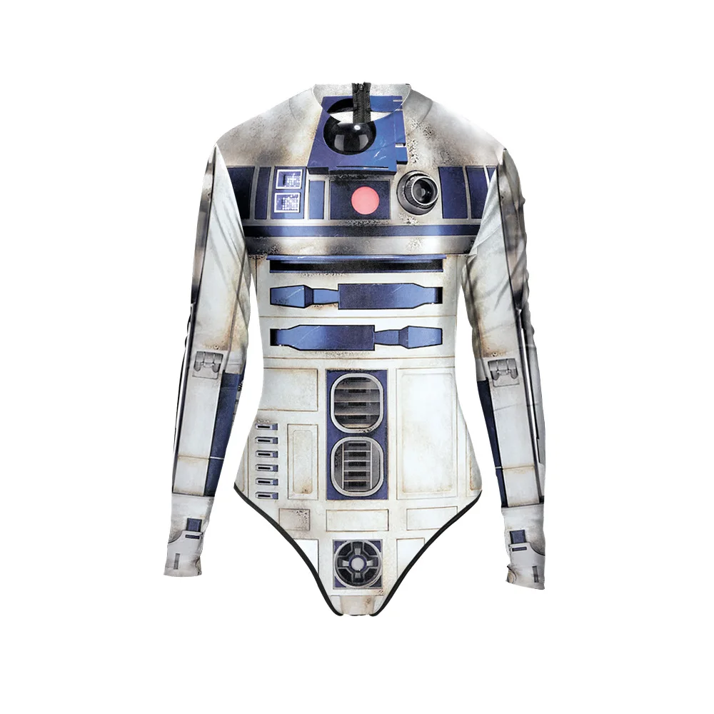 Nowa technologia kombinezon z nadrukiem klub nocny piosenkarka Gogo tancerz z długim rękawem body odzież festiwalowa Rave stroje DWY7955