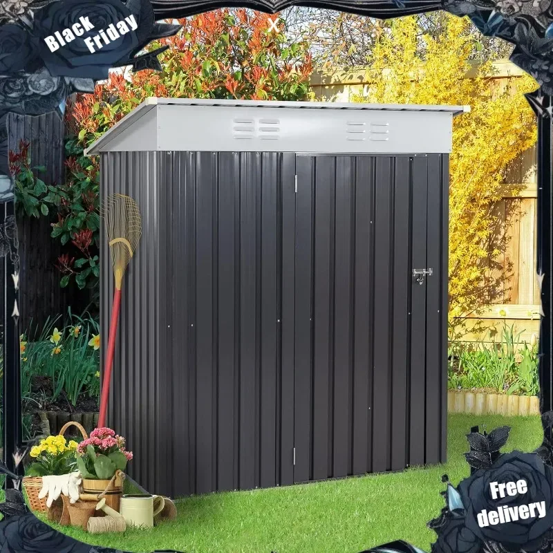 5 x 3 x 6 FT Outdoor Storage Shed Clearance with Lockable Door Metal Garden Shed Steel Anti-Corrosion Storage House Waterproof