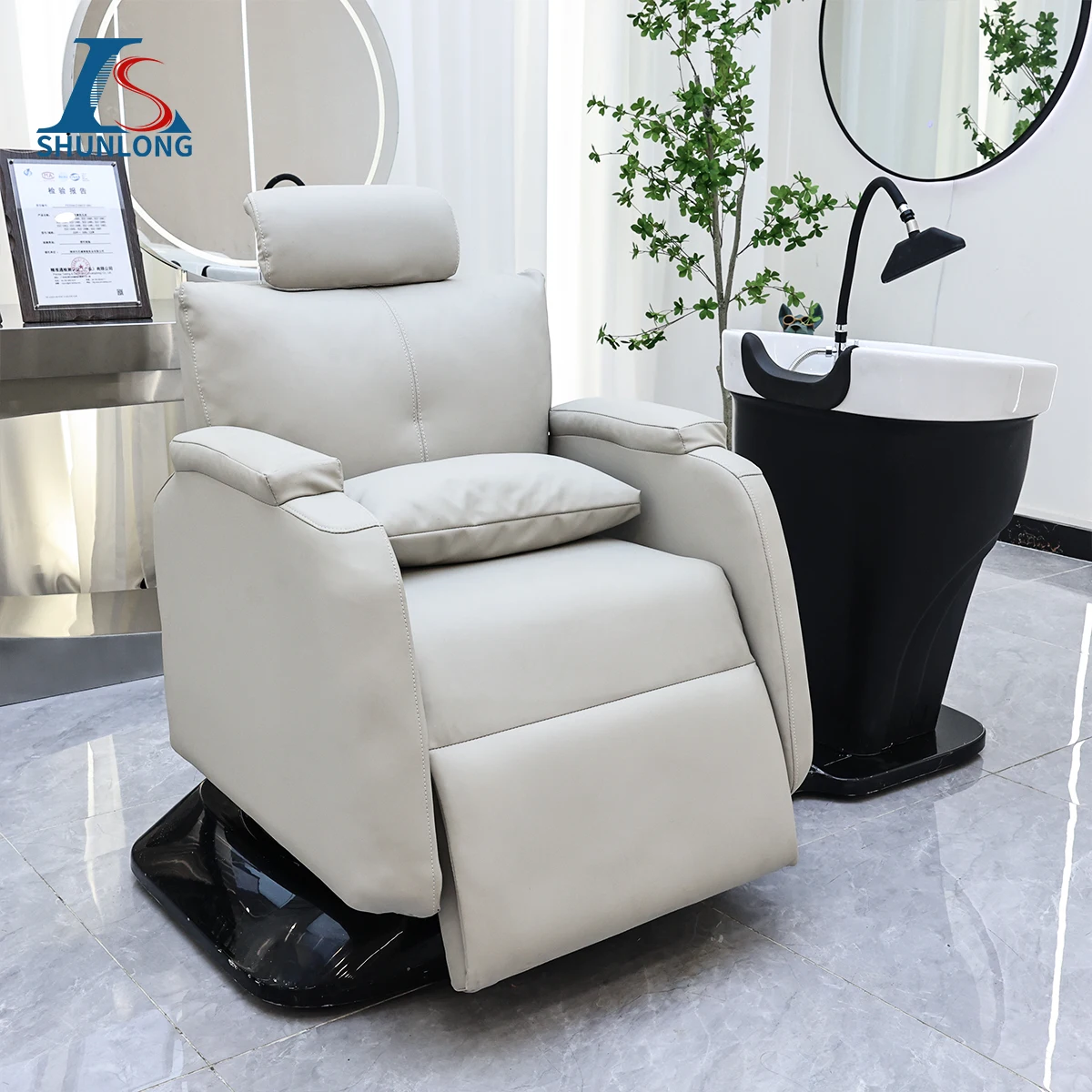 Hot Sale Salon Furniture Set Electric Adjustable Facial Beauty Treatment Shampoo Head Hair Washing Chair For Barbershop