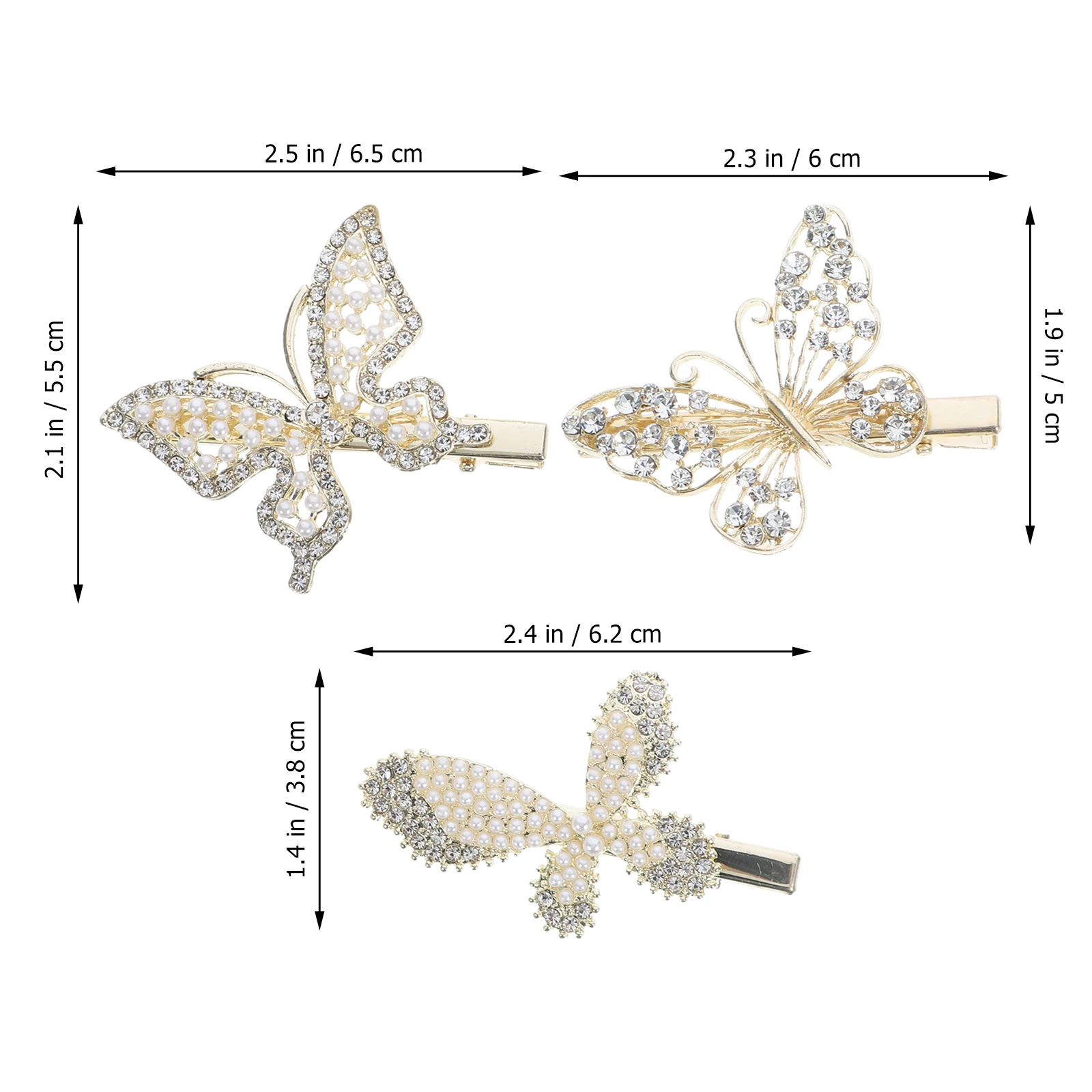 

3pcs Pearl Butterfly Clips Hollow Out Tiny Accessories Pins Cute Girls Hairpin For Thin Hair Women Hair Decorations