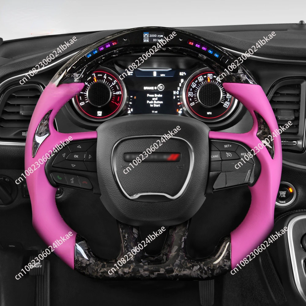 Carbon Fiber Devil Horn Leather Steering Wheel Suitable for Dodge Dodge Challenger Forged Pattern Car Modification