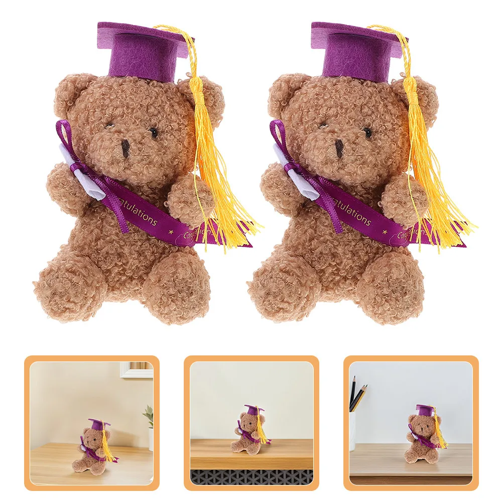 

3Pcs Graduation Bear with Cap Cute Soft Stuffed Animal for Class of 2025 Celebration Gift Ideal Keepsake for Friends and Family