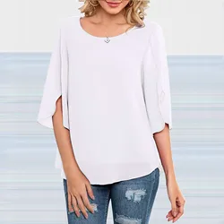 Summer Casual Short Sleeve Women Blouse Plus Size Chiffon Blouses Beach Shirt Office Work Loose Shirts Blusas Feminina Tops