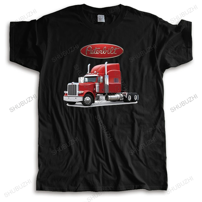 Fashion brand t shirt mens short sleeve t-shirts New Peterbilt Truck Trucker Cotton T-shirt Men O-neck Tee-shirt bigger size