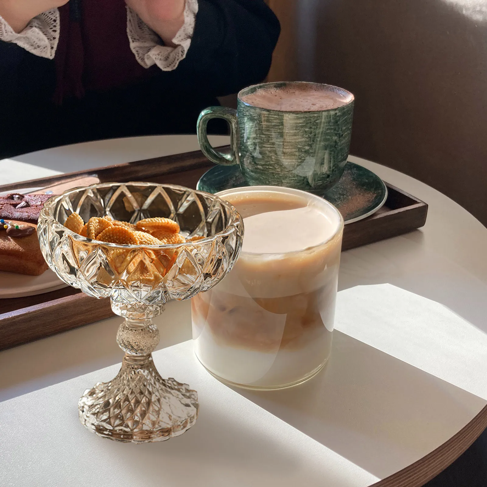 

Embossed Glass Jewelry Jar with Lid Footed Storage Container for Dessert Fruit Candy Snack Dried Food Home Decor Household