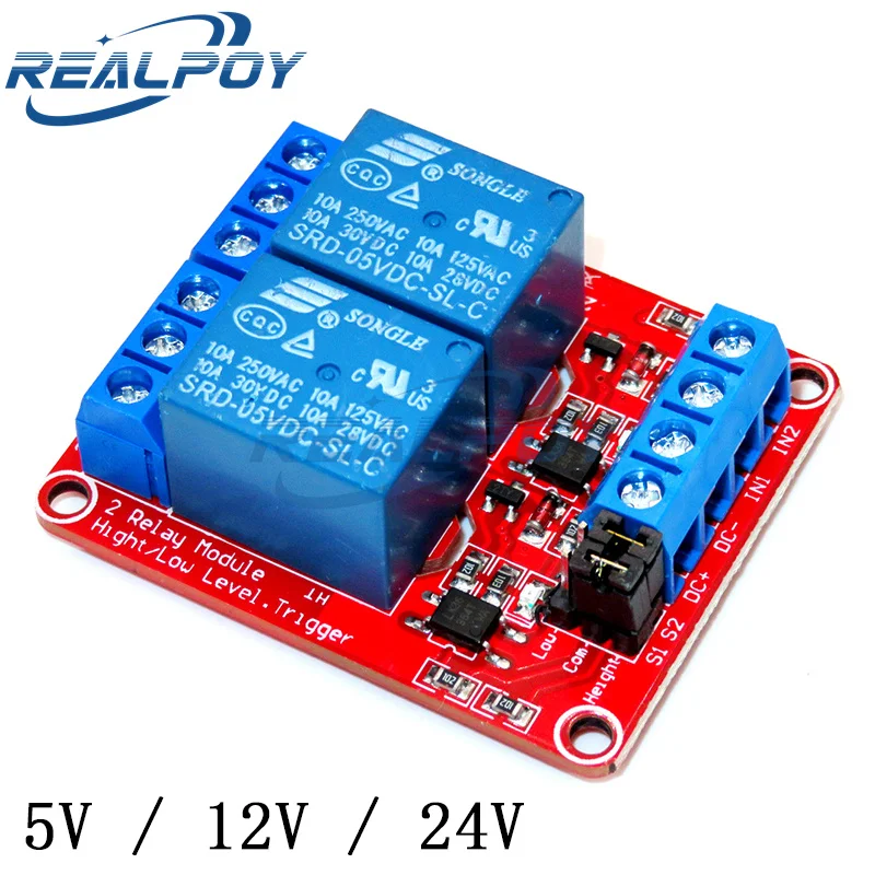 2 channel Relay Module 5V 12V 24V High and Low Level Trigger Relay Control With Optocoupler Two Way Relays DC 5 V 12 V 24 V Volt