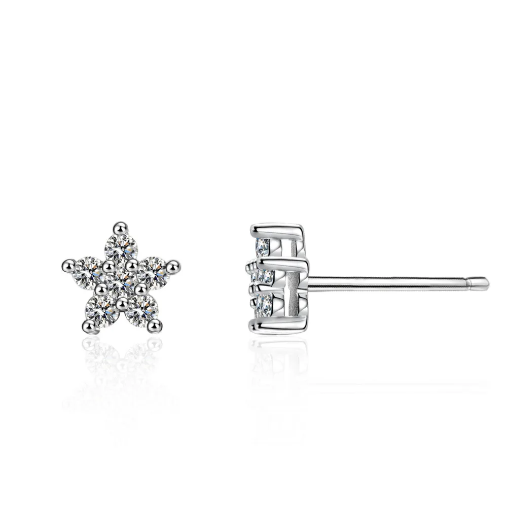 

BR 3mm Star & Flower Moissanite Stud Earrings, D VVS1 Moissanite, Minimalist INS Style, Cute and Dainty Fashion Jewelry