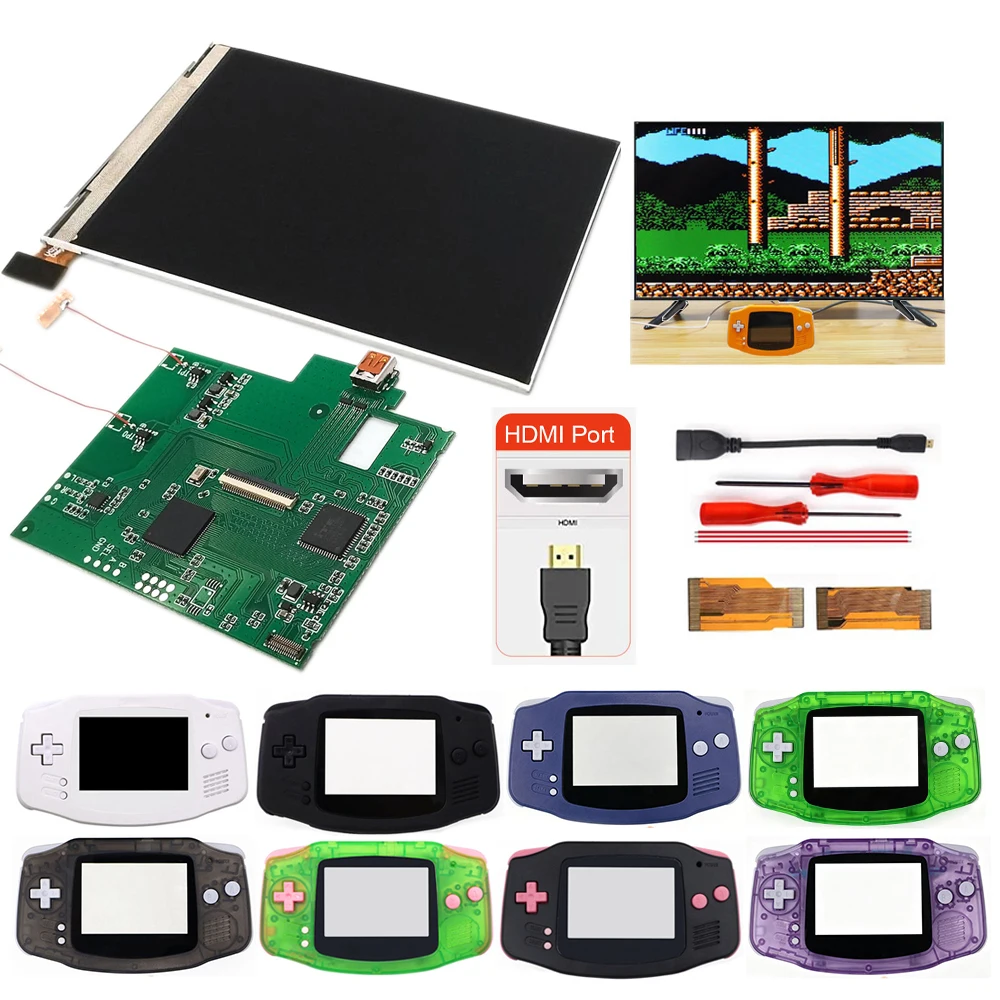 Hispeedido For Gameboy Advance GBA IPS V2 LCD Retro Pixel Kits With HDMI-Compatible TV Output Mod 480x320 Display Resolution