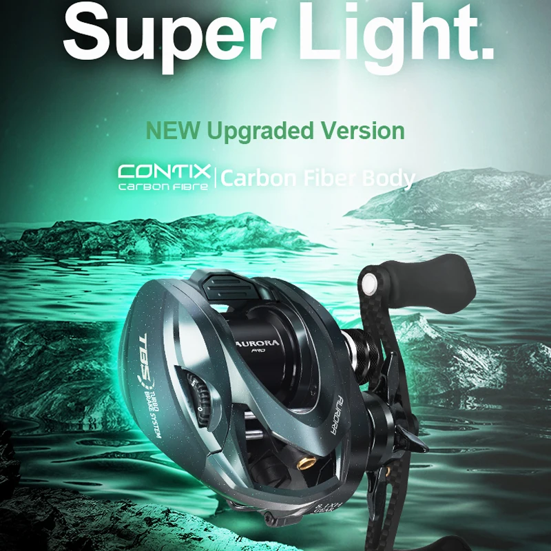 Carrete de Pesca HISTAR Aurora airCF Carbon Baitcasting BFS NMB SIC BB 109G con Freno Magnético de Suspensión 3D, Relación 8.1:1 y Potencia de Arrastre de 4KG