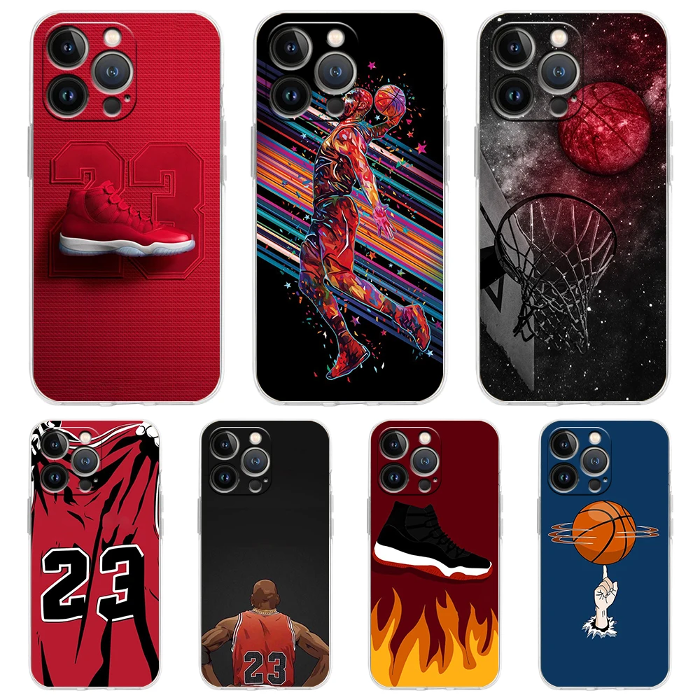 Basketball Basket Sports Transparent Phone Case Cover for iPhone 16 15 14 13 12 11 Pro Max XS Max 16 7 8 Plus Shockproof Shell