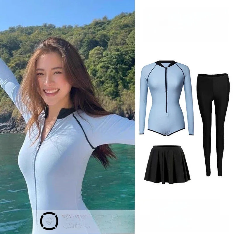 

New Women's One-Piece Swimsuit Long Sve Surfing Wetsuit Qui Dry Slimming Sun Protection for Diving And Snorkeling
