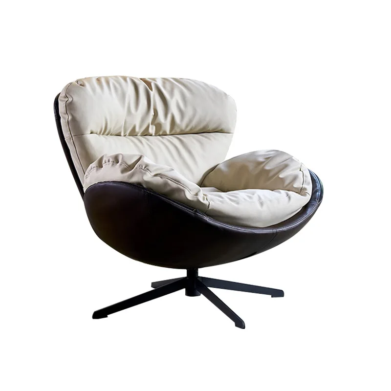 Leisure sofa chair leather art simple modern rotating living room balcony single sofa recliner