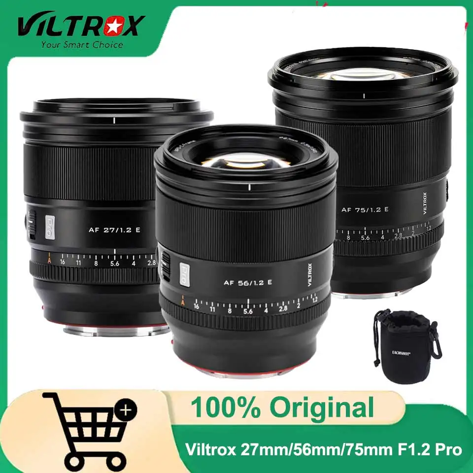 

Объектив Viltrox 56mm 27mm 75mm F1.2 Pro с автофокусом, большой апертурой для камер Sony E ZV-E10 A6400 A6700 A7IV