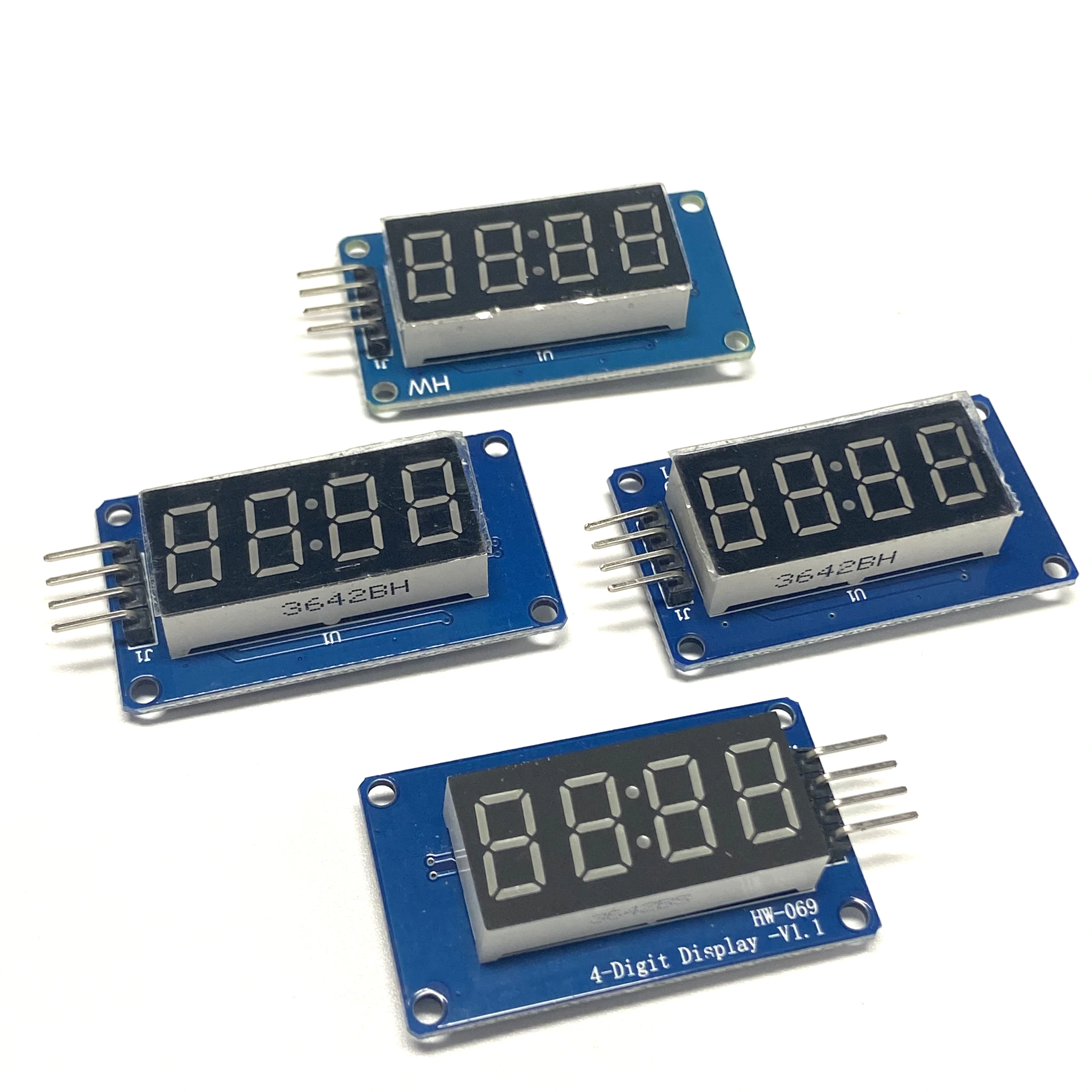 Módulo de Display Digital de 4 Dígitos, Brilho Ajustável LED, Pontos do Relógio, Building Blocks, Acessórios