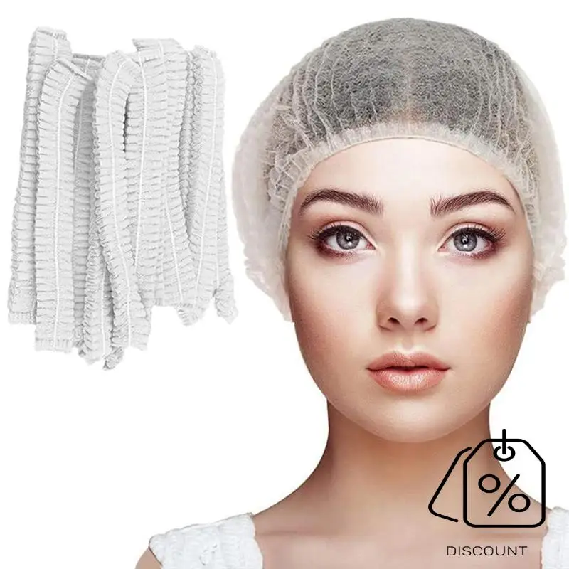 BAAG-200 ชิ้นตาข่ายคลุมผมแบบใช้แล้วทิ้ง - 21 นิ้ว - หมวก Bouffant จํานวนมากตาข่ายคลุมผมไม่ทอสําหรับบริการอาหารโรงพยาบาลห้องปฏิบัติการ