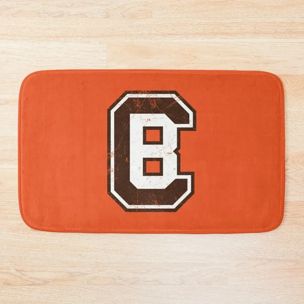 

CB Football Monogram - Orange Bath Mat Carpet For Home Entrance Bathroom Deco Hallways Mat