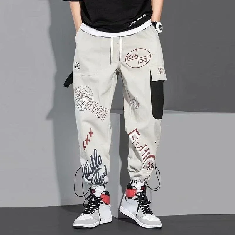 Cargo Pants for Men Hip Hop Summer Joggers Plus Size Trousers Man Graffiti Autumn Korean Style Y2k Oversize Casual High Quality