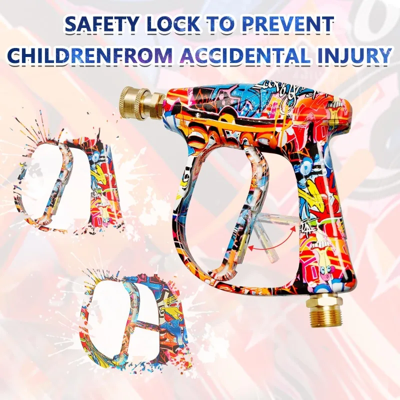 

IPM для пистолета-распылителя для пены 1 л, набор быстрых насадок 1/4 дюйма с резиновым основанием, водяной пистолет высокого давления, дизайн граффити