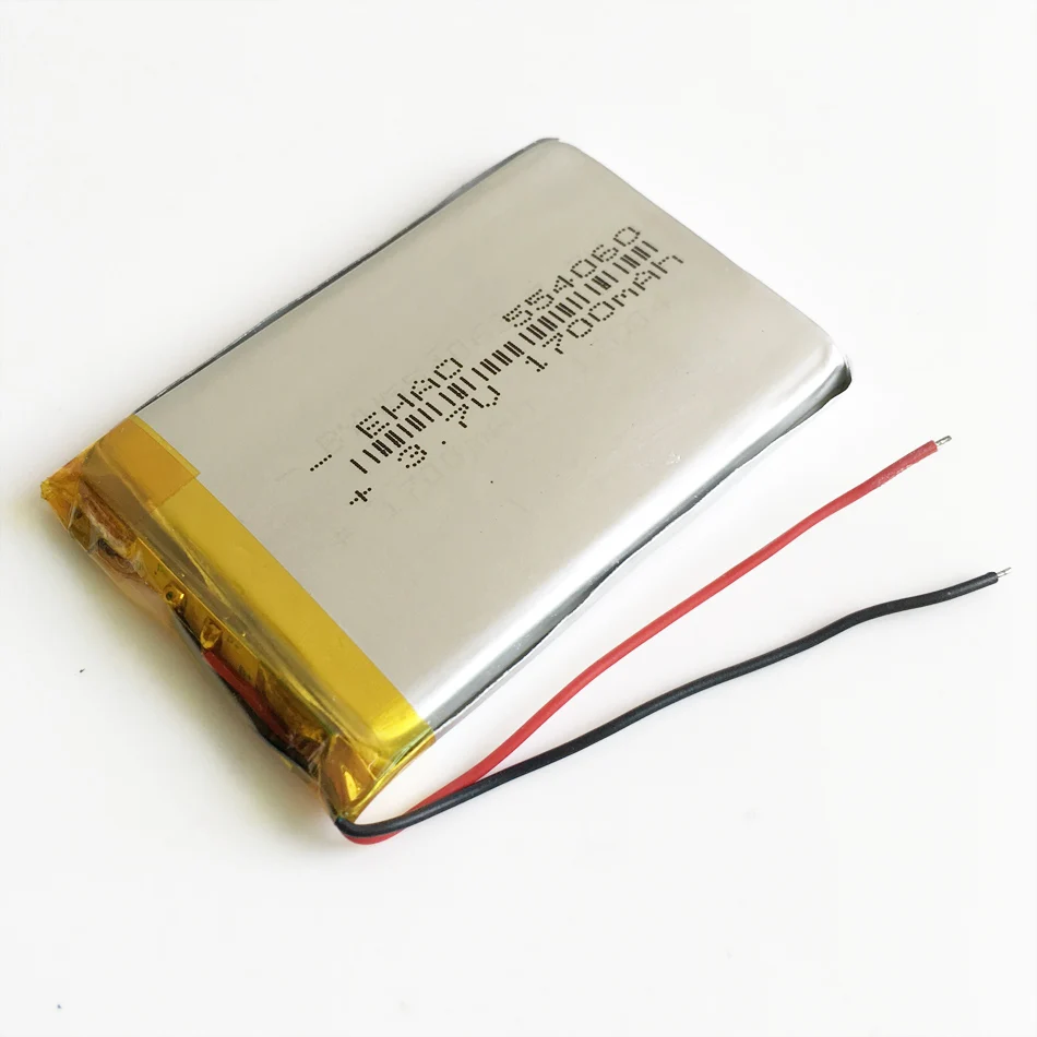 Batteria ricaricabile ai polimeri di litio Lipo 3.7V 1700mAh per MP3 Navigatore GPS Registratore DVD Auricolare E-book Camera 554060